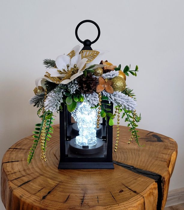 Lampion LED z Aniołkiem na grób Świąteczny Boże Narodzenie