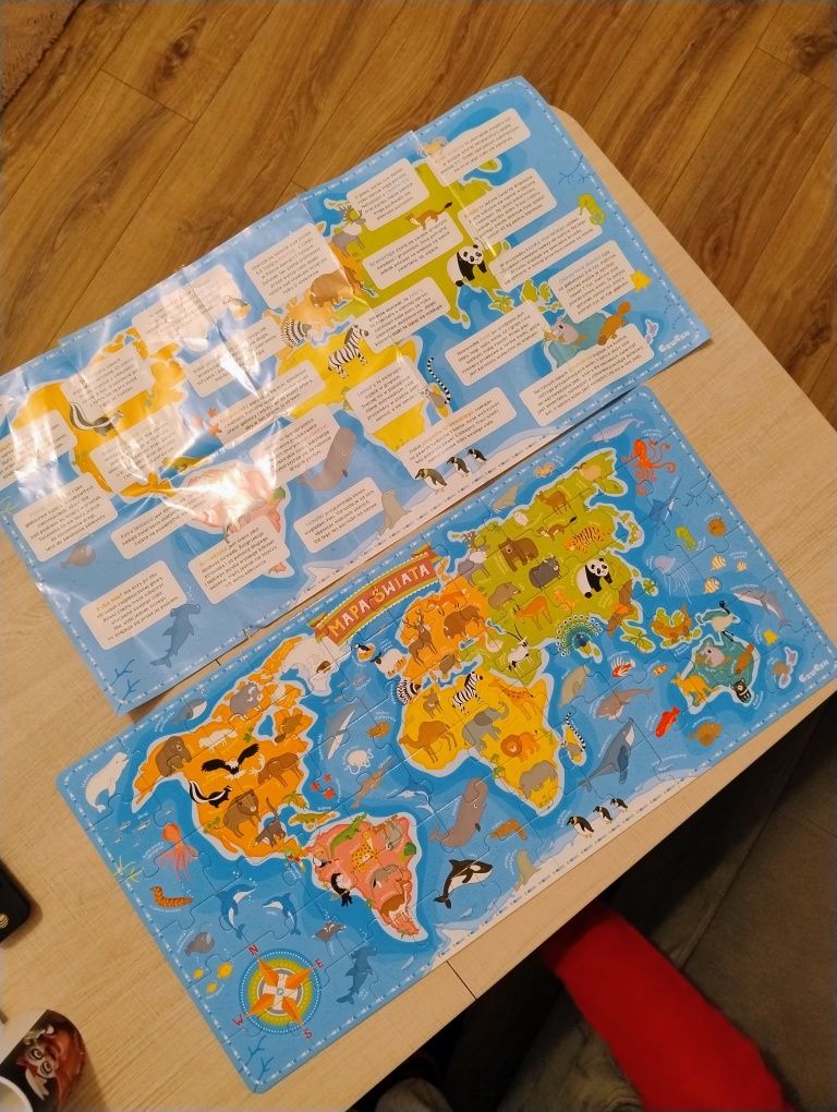 Puzzle Czu Czu Mapa Świata Zwierząt 4+ 60 elementów 64x32 stan idealny