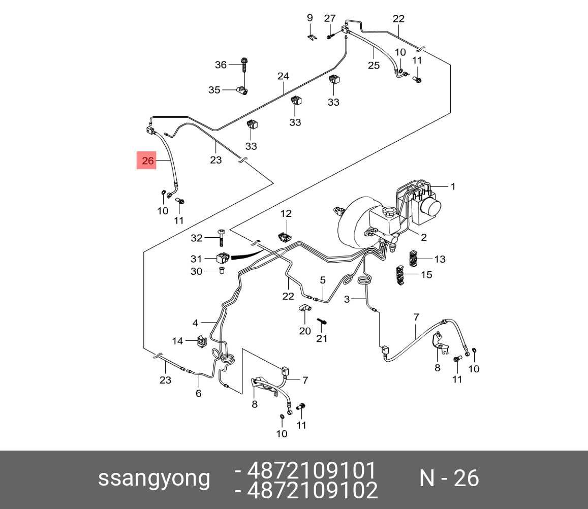 4872109101 Родной тормозной шланг SsangYong Kyron Rexton 4872109102