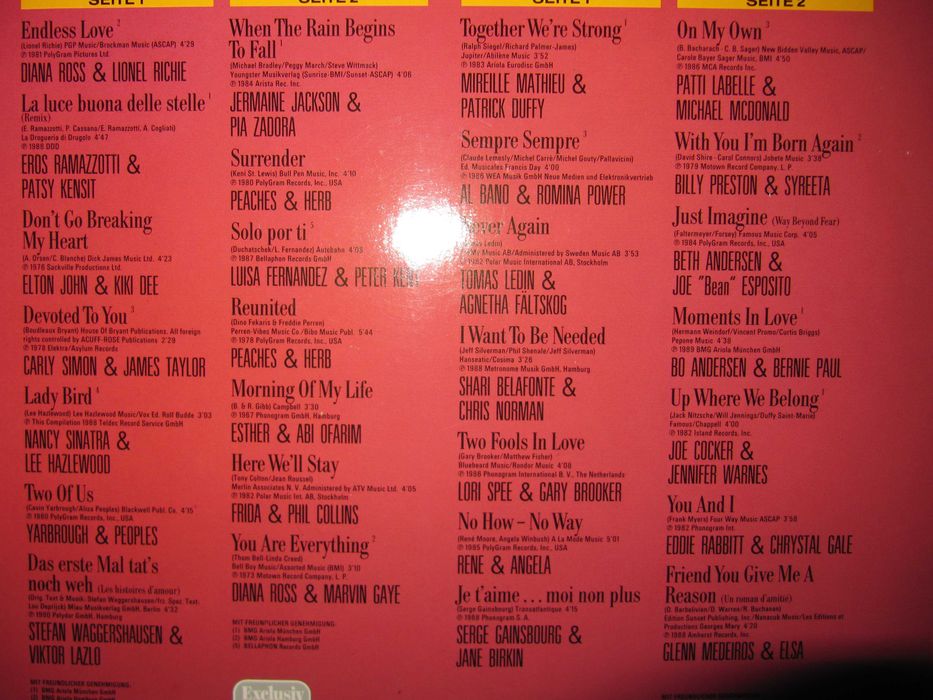 Самые красивые дуэты - ЗВЁЗДЫ 80-х - 1990 - ТОПОВЫЕ Баллады (NM/NM/NM)