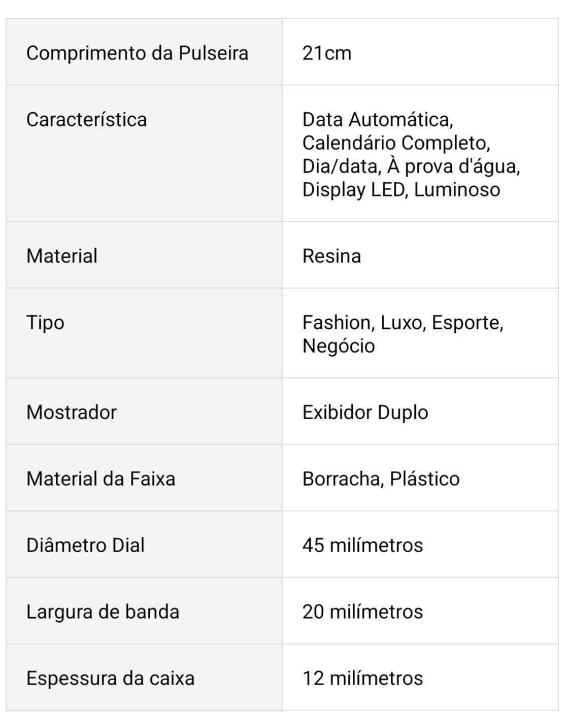 Relógio desportivo