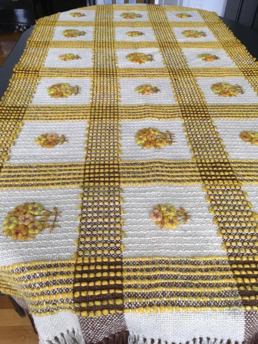 Obrus kilim makatka gobelin 150cm x 73cm bieżnik wełniany PRL Cepelia