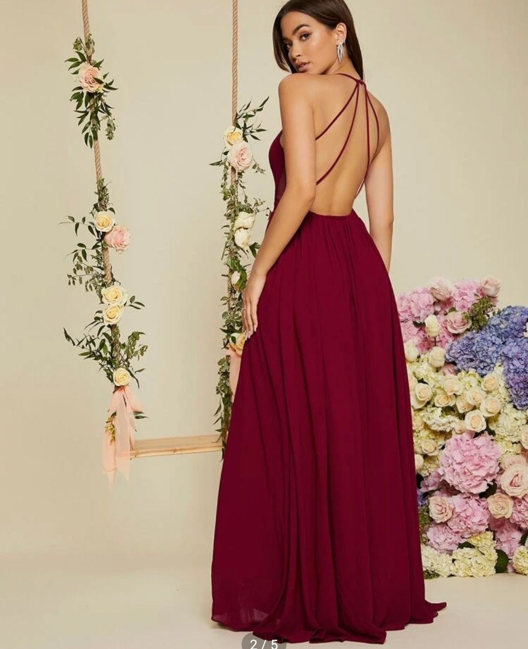 Vestido formal bordeaux