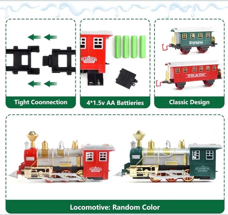 Поезд игрушечный Паровоз детский с фарами, дымом и сигналом. Новый.