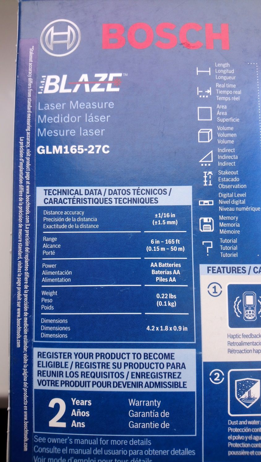 Лазерна рулетка дальномір BOSCH GLM165-27C Bluetooth