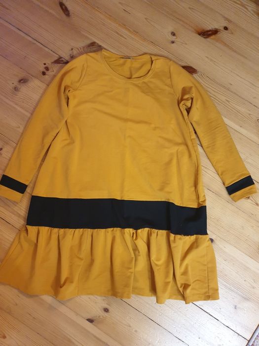 Sukienka ciążowa tunika musztardowa wygodna S 36 M 38