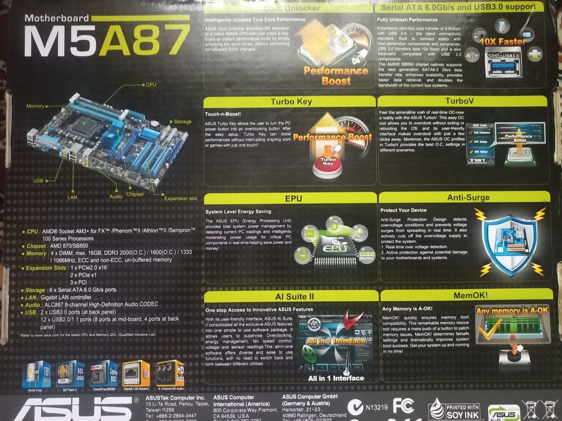 Материнская плата ASUS M5A87 Socket AM3+ (AM3)