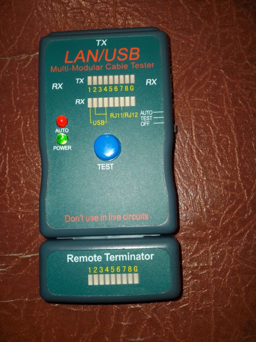 Прилад Gembird для перевірки кабелів USB і LAN (витая пара)
