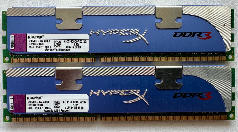 Оперативна пам'ять (2х2gb) Kingston DDR3-1600 2048MB PC3-12800 HyperX
