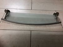 Prateleira de vidro e inox escovado, com 60cm, para casa de banho