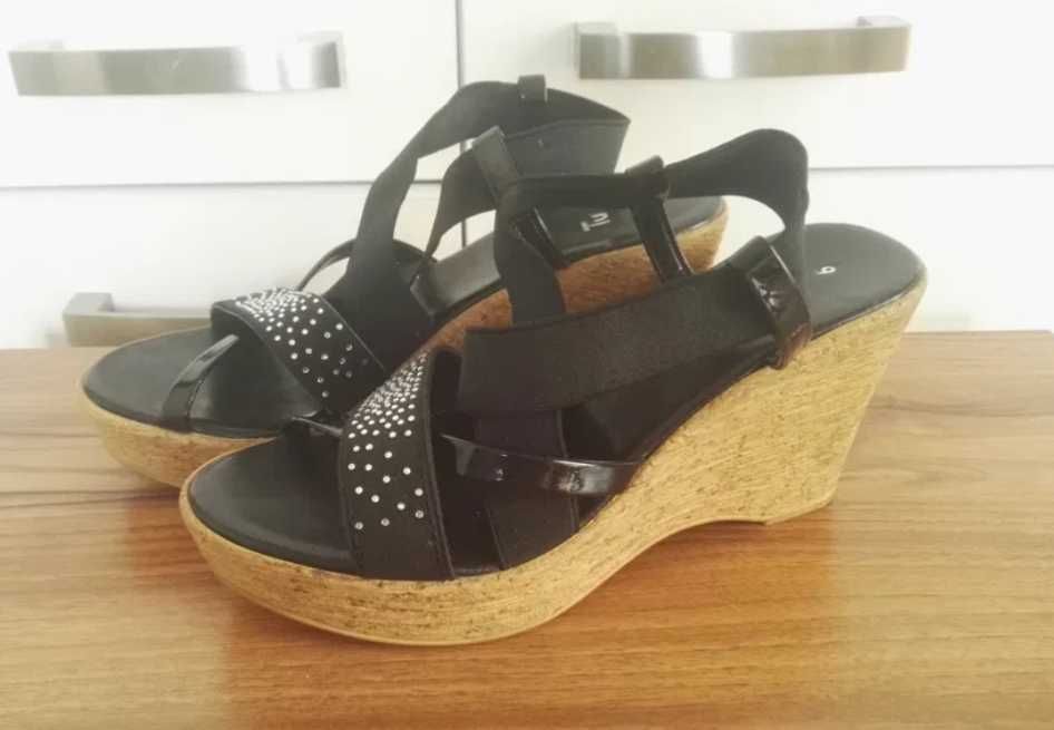 Sandały na koturnie buty na korku 38 39 sandały gumki buty na lato Tu