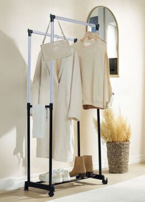 Smukee Wieszak na Ubrania Dwa drążki + Półka na buty

Wymiar: 81x39x15