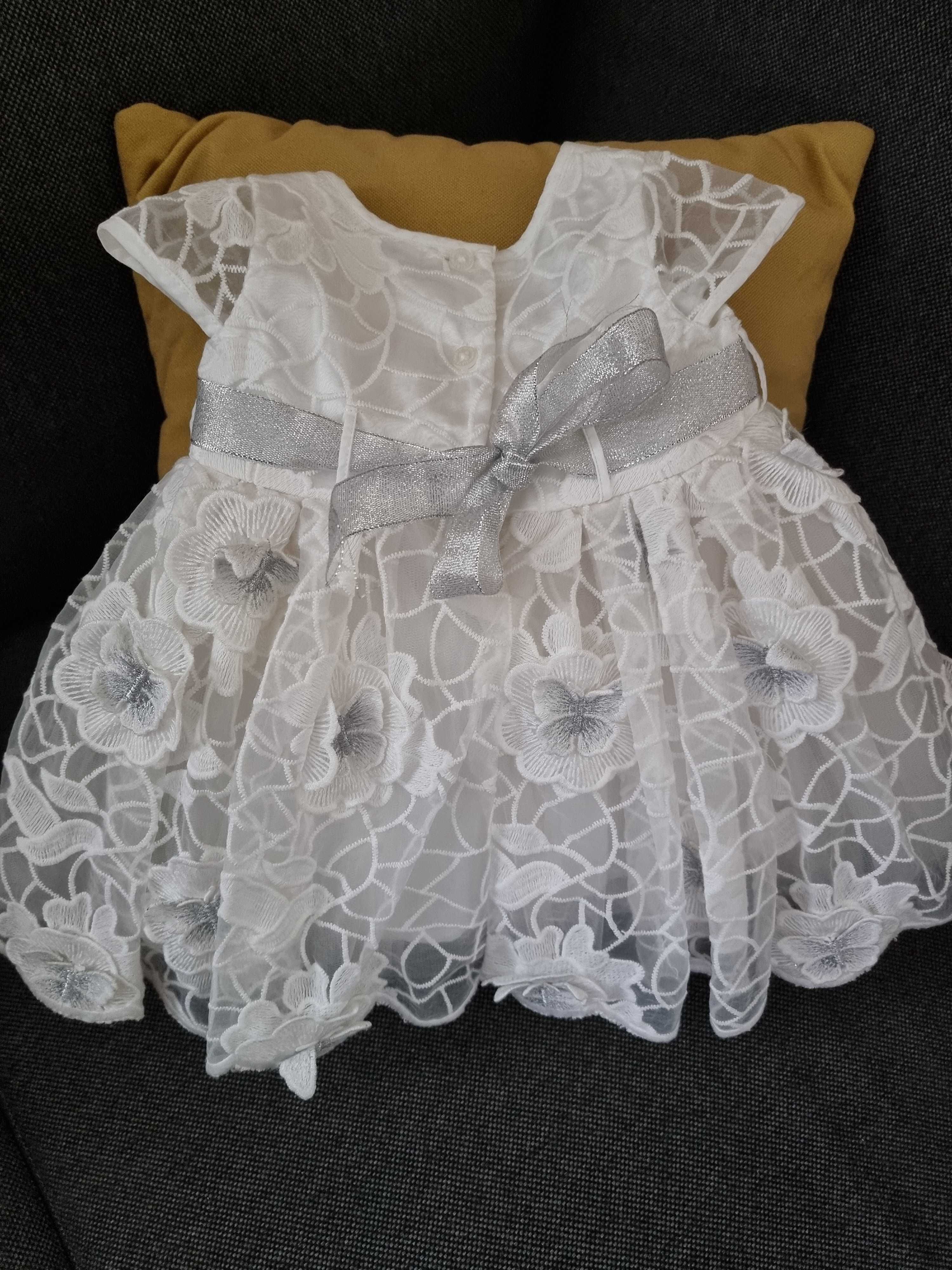 Kremowo biała sukienka do chrztu Mothercare rozmiar 62cm