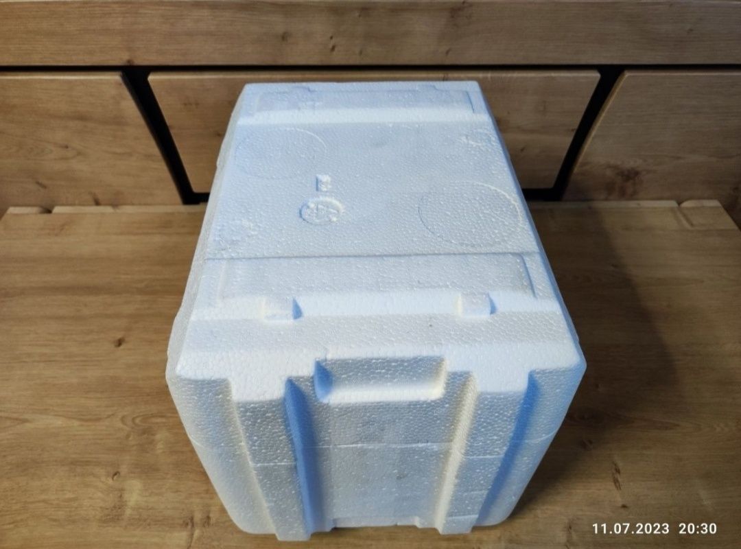 Styrobox pojemnik styropianowy lodówka 37x28x29cm + 2 wkłady żelowe