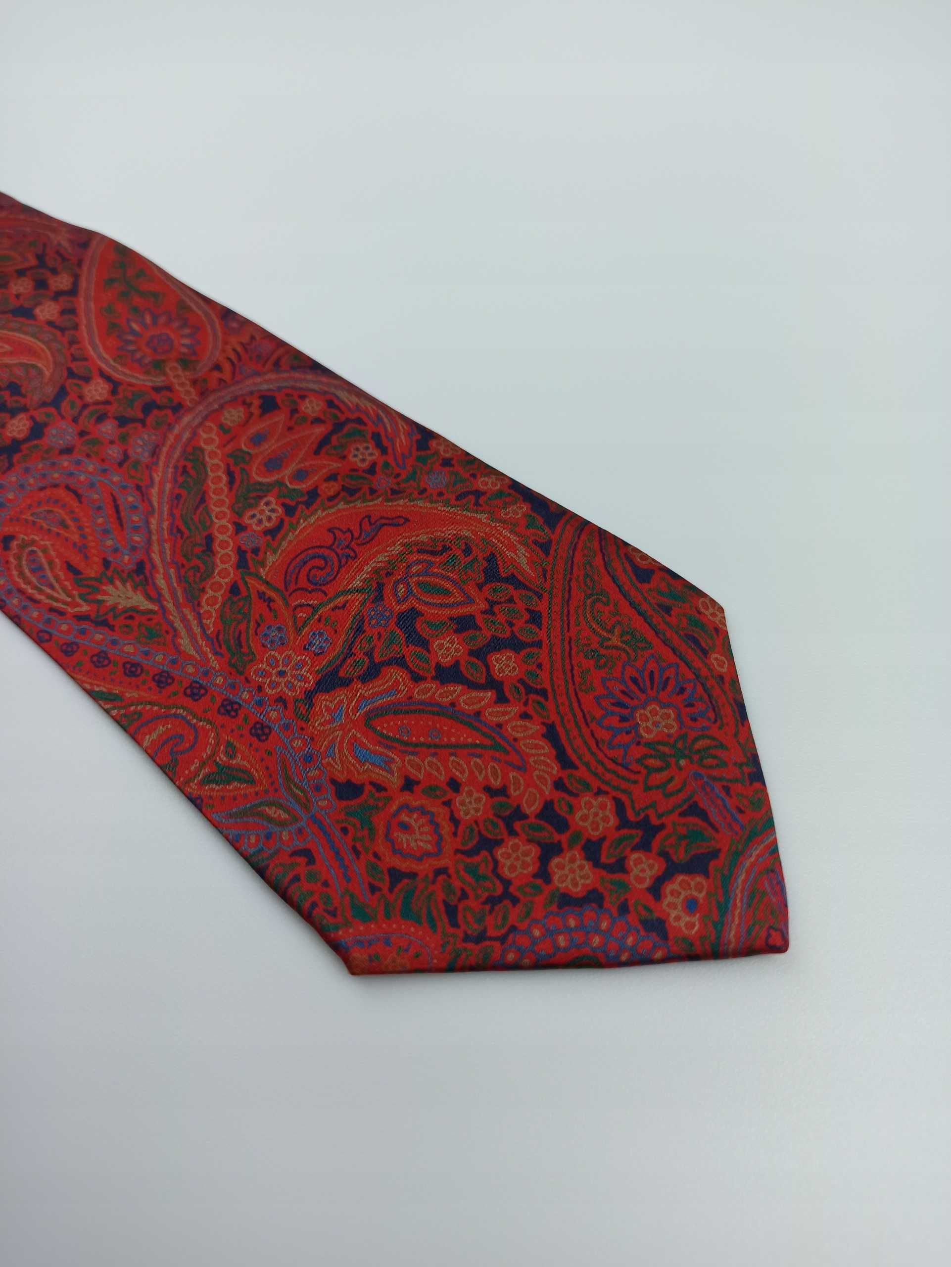 Yves Saint Laurent YSL czerwony jedwabny krawat w kwiaty ysl38