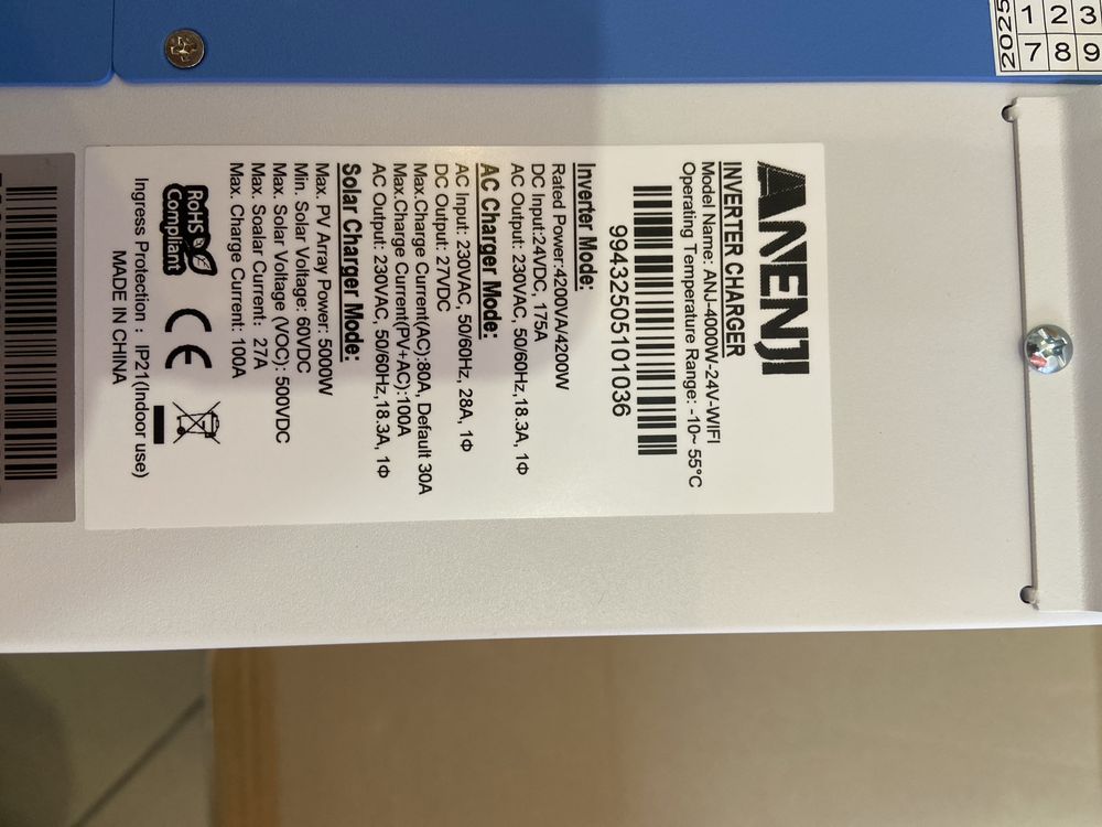 Falownik solarny Anenji ANJ-4000W-24V-wifi Inwerter hybrydowy