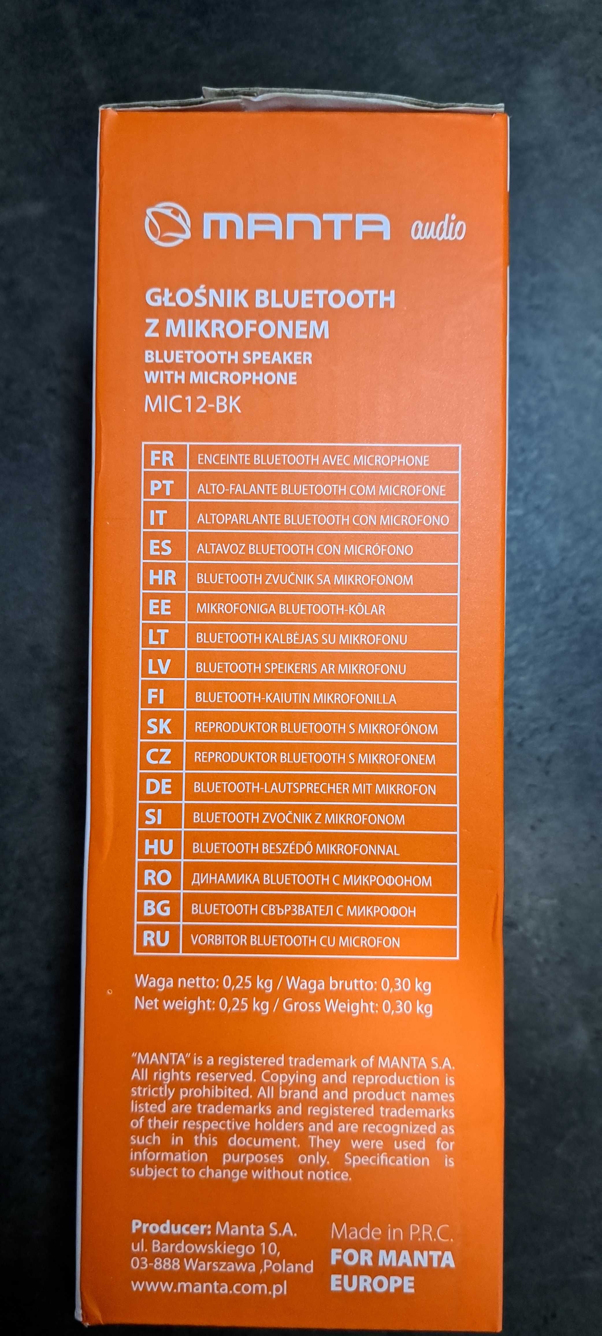 Głośnik Bluetooth z mikrofonem MIC12-BK