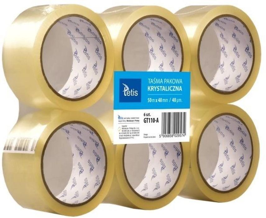 Taśma Pakowa Krystal. 48mmx50m (6szt.) GT110-A Tetis folia,198x302x52