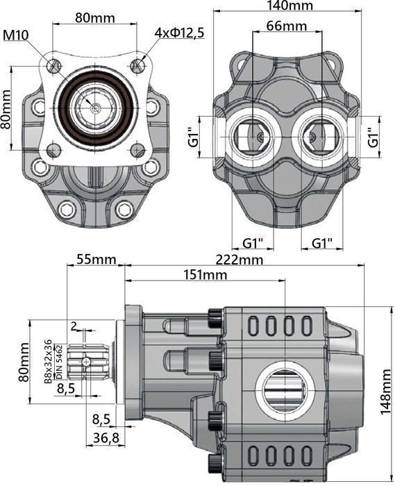 Pompa Hydrauliczna Zębata 82cm3 + MULTIPLIKATOR [7572]
