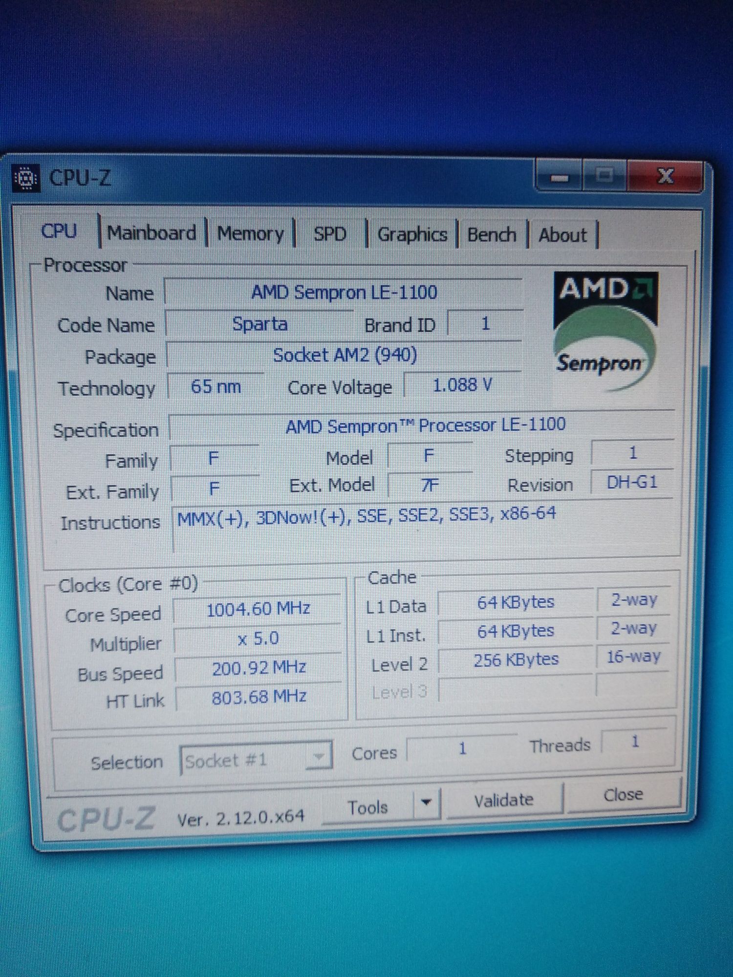 Процесор Amd sempron LE 1100