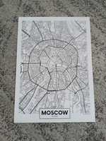 Plakat czarno-biały Mapa Moskwy Moskwa styl industrialny A3