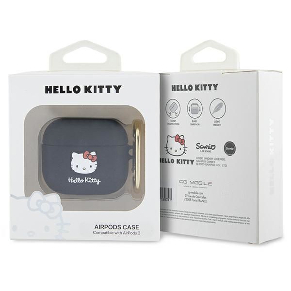 Hello Kitty HKA33DKHSK Airpods 3 coverczarny/black Silicone 3D Kitty