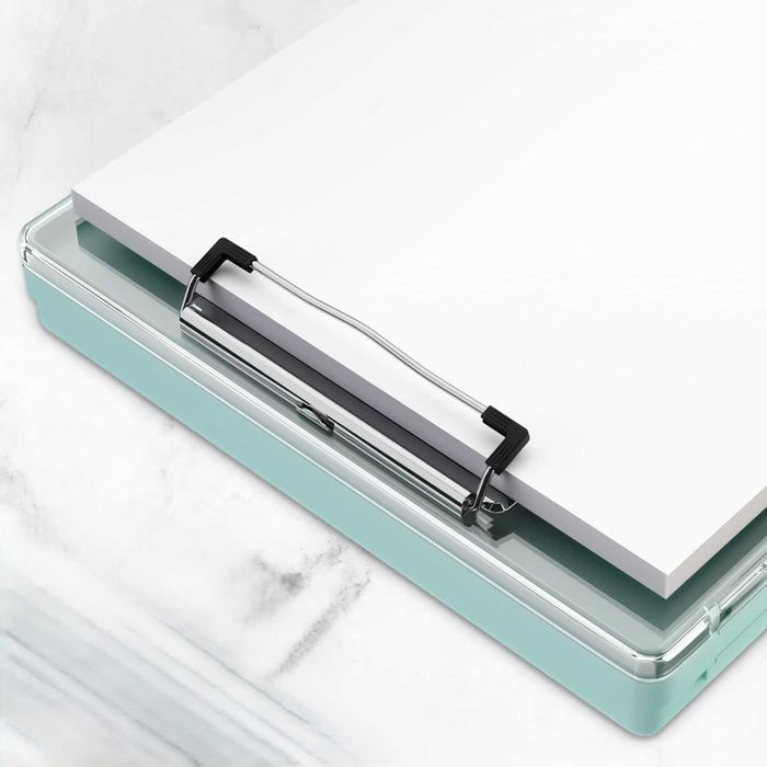 Clipboard Teczka z przechowywaniem A4, przezroczysty panel miętowy