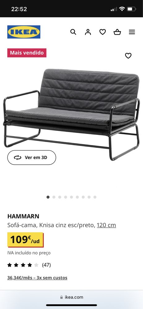 Sofá-cama ikea como novo