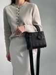 Жіноча сумка Dior Latte Ultramatte Cannage Calfskin Mini Lady Black
