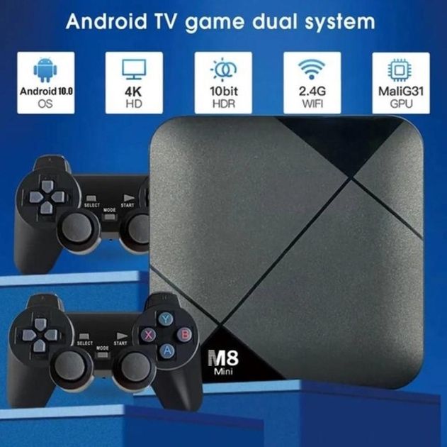Игровая консоль приставка 2 беспроводными джойстиками M8 Min Wi-Fi