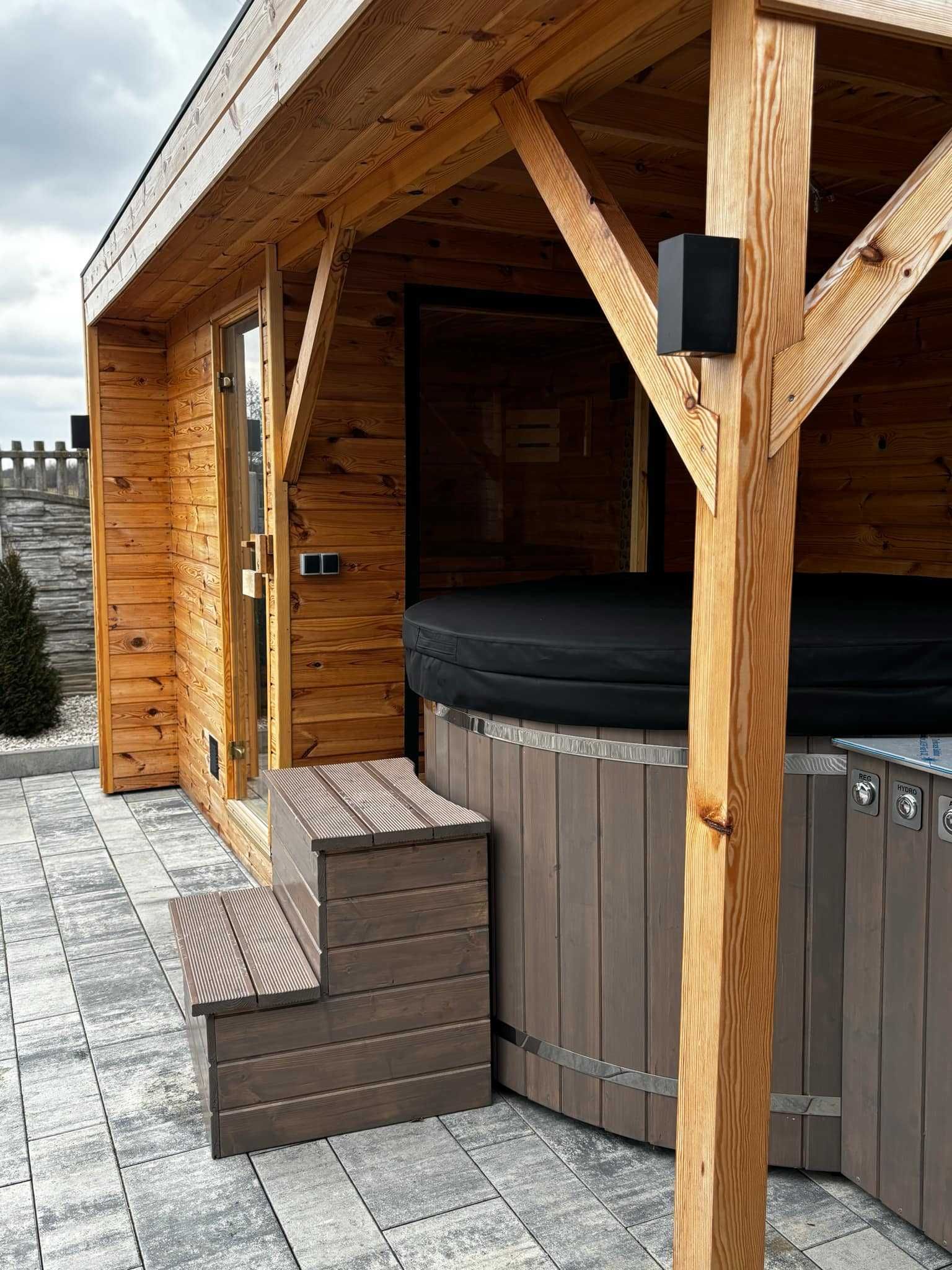 Sauna ogrodowa z balią + altana – luksusowy relaks w Twoim ogrodzie!