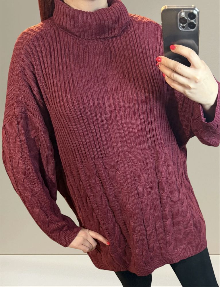 Piękny bordowy golf, sweter 5XL Shein, miękki