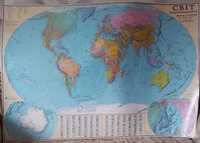 Плакат карта мира политическая, 158*108, широкоформатная