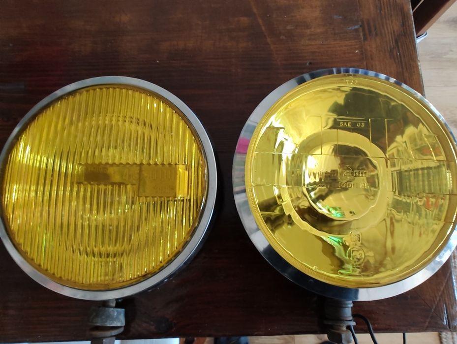 Lampy żółte, szkło, metal, auto, do wystroju