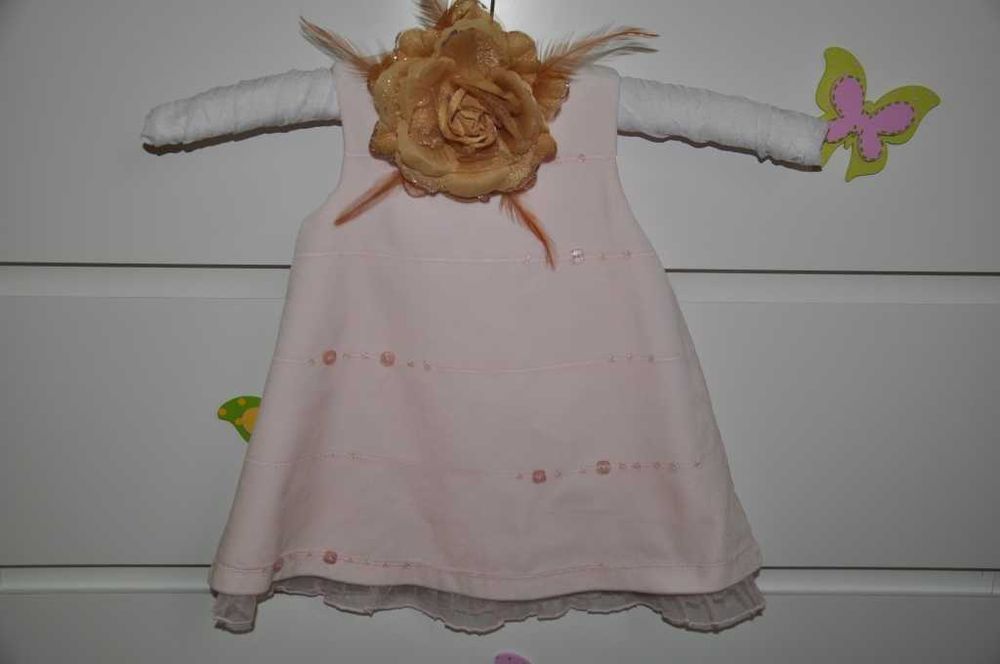 Elegancka sukienka chrzest sesja r.3-6m róż okazja tiul