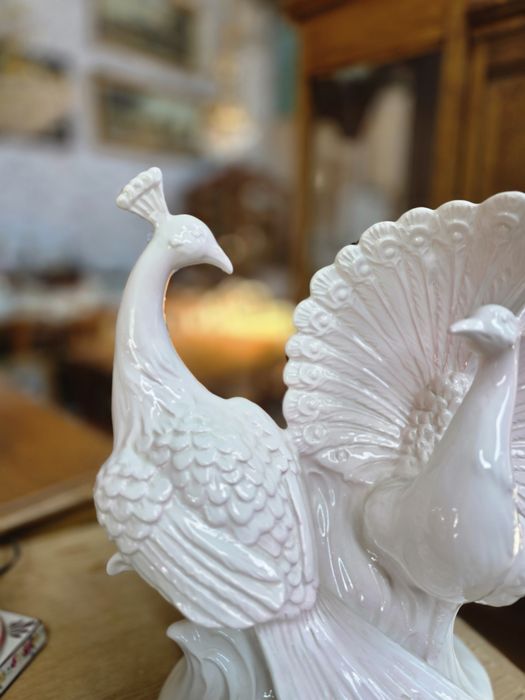 Duża figurka porcelanowa dwa pawie  paw 42 cm #1731  Stylowy Węgrów