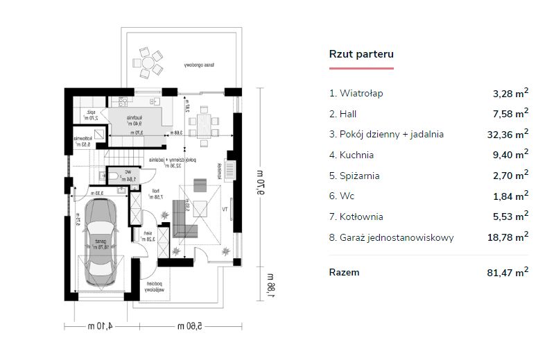 Projekt Domu Tytan 134,26 m² - LUSTRO EXTRADOM