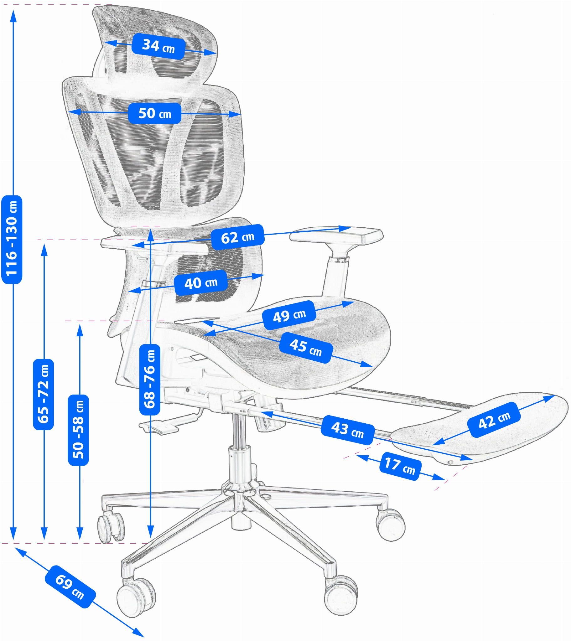 Крісло офісне з підставкою для ніг Jumi Neova ергономічне ортопедичне