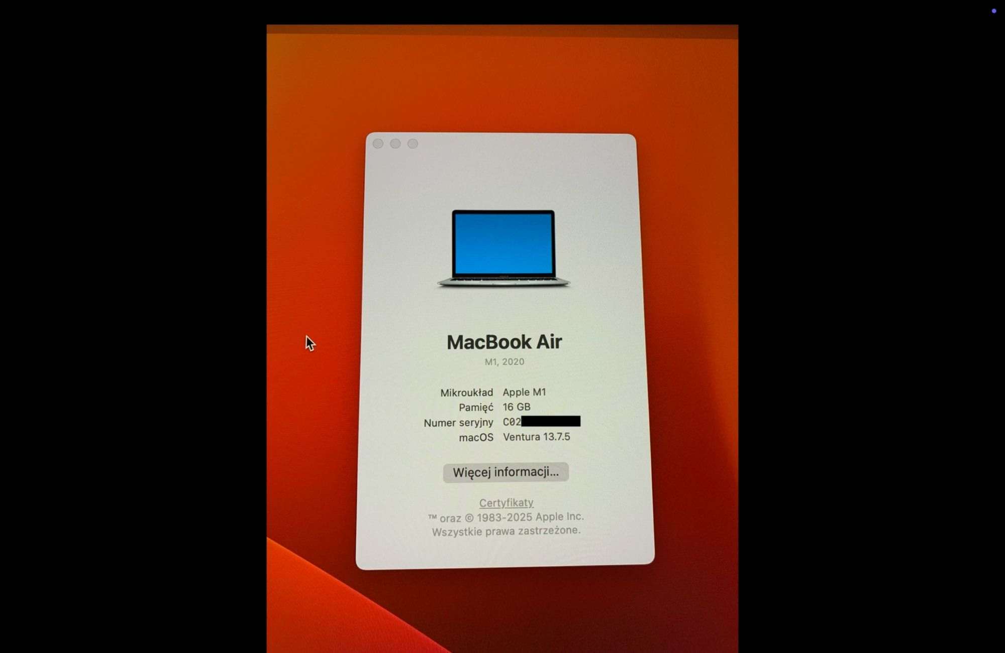 MacBook Air M1 2020 A2337 16GB RAM 512GB SSD