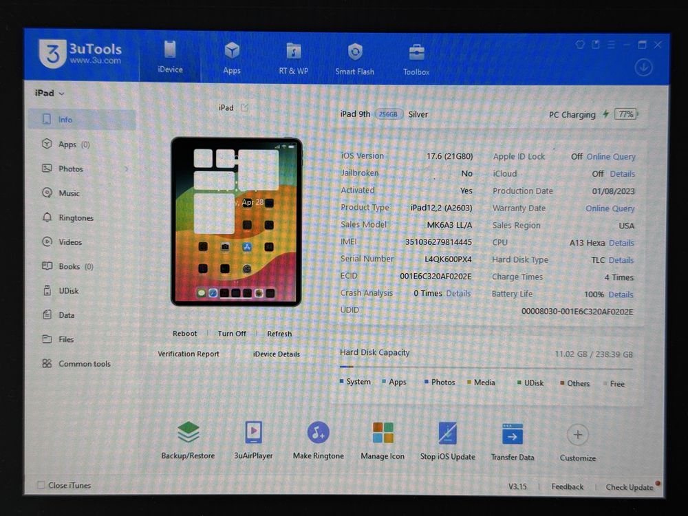 iPad 9. gen. (A2603) - 256GB - Cellular (LTE) - faktura VAT 23%