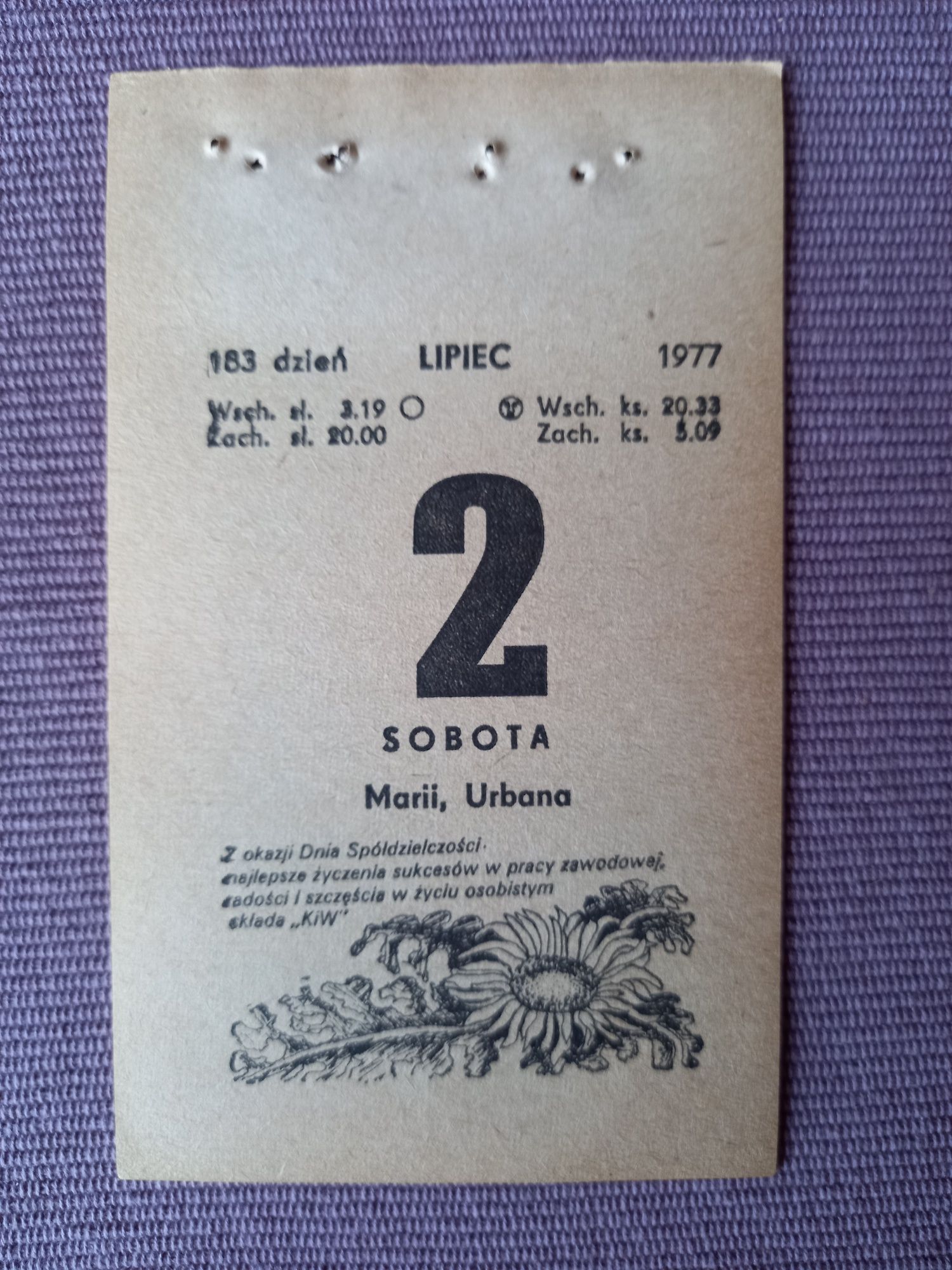 Kartki z kalendarza 1977 rok