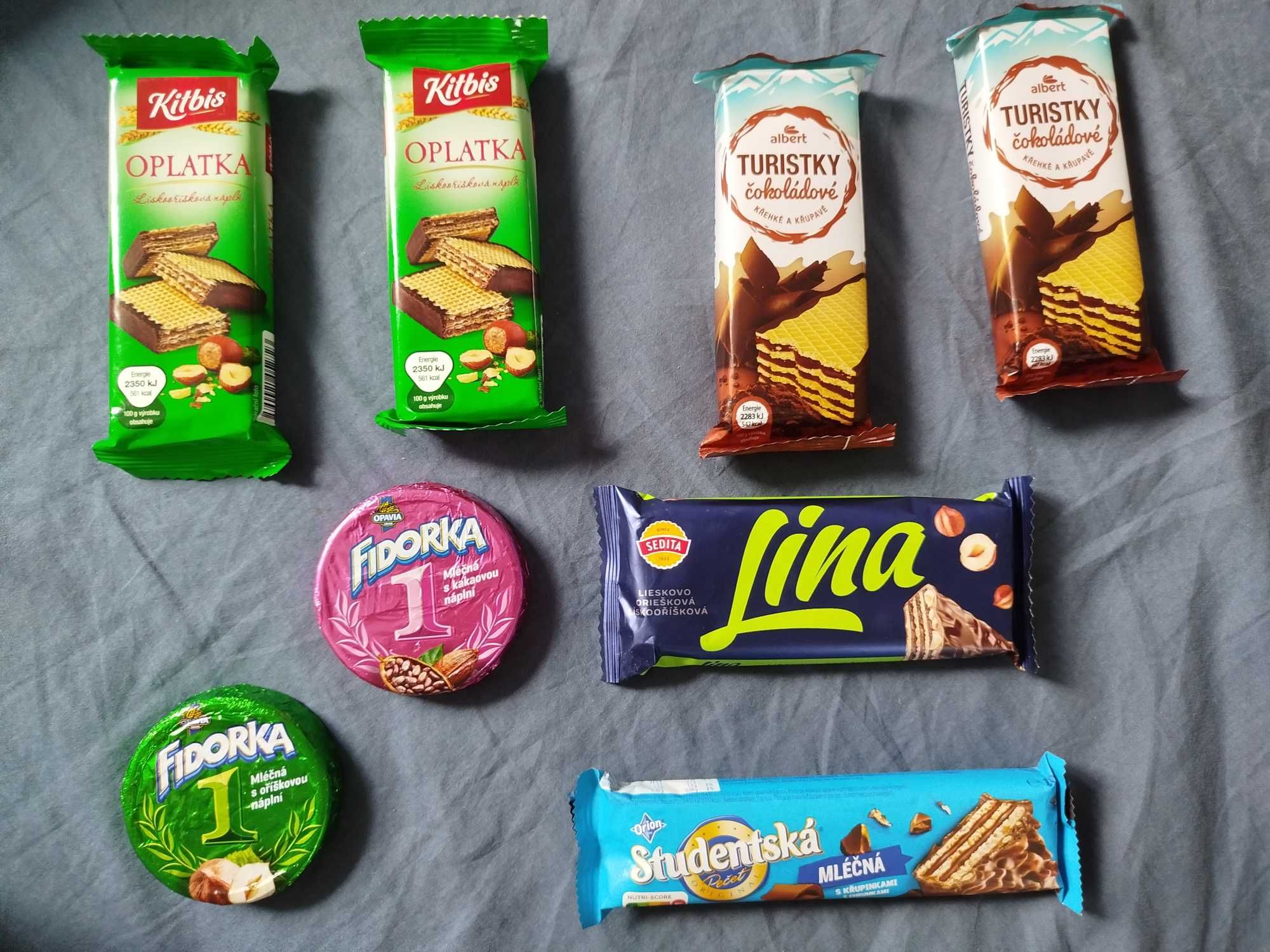 Czeskie słodycze batony wafle czekoladowe orzechowe