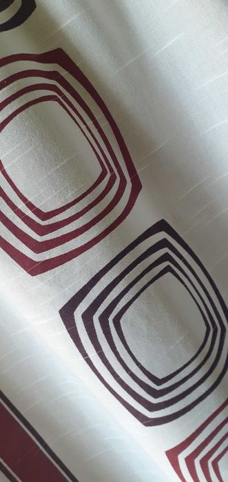 Zasłony bawełniane krótkie wxór geometryczny