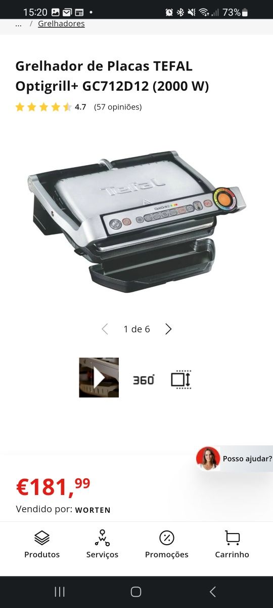 Grelhador de Placas TEFAL Optigrill+