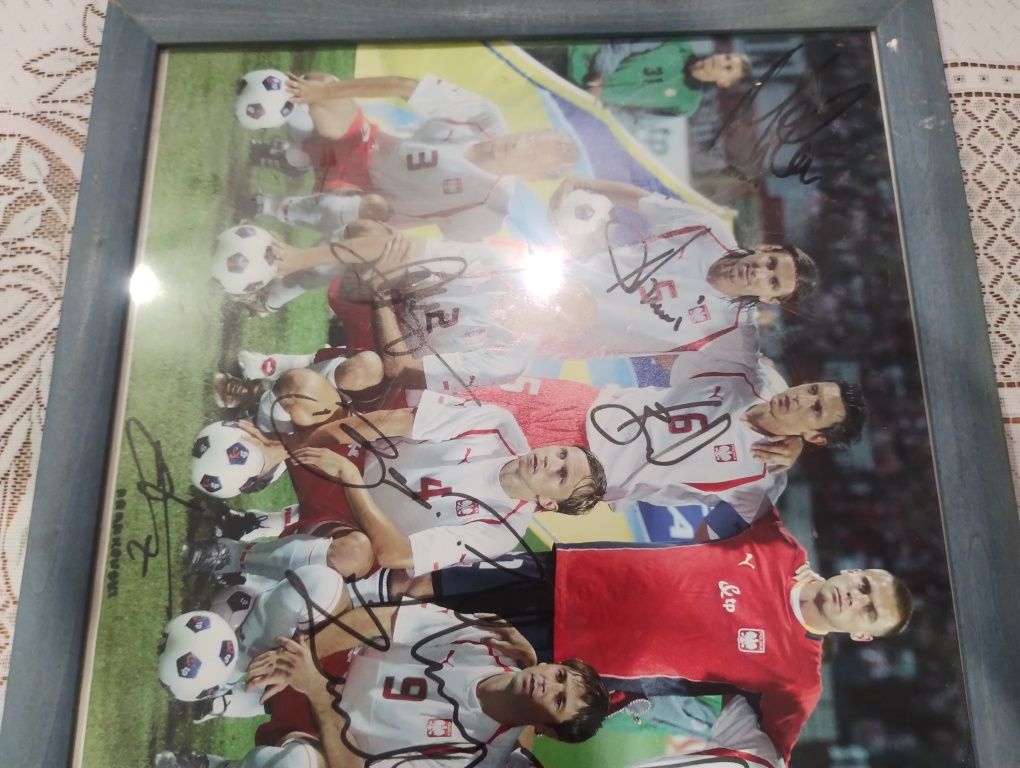 Plakat reprezentacji Polski z oryginalnymi autografami