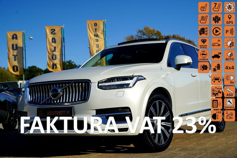 Volvo XC 90 RECHARGE panorama FUL LED 7-os hak el.alarm KAMERY 360 pneumat acc MAX