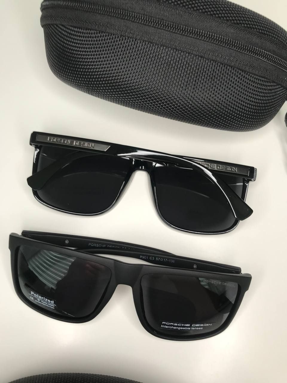 Мужские солнцезащитные очки Porsche design Polarized черные глянцевые