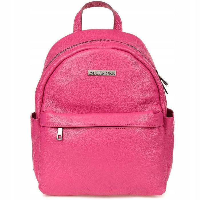 Mały Skórzany Plecak Damski Elegancki Pojemny A5 fuksjowy fuchsia nowy