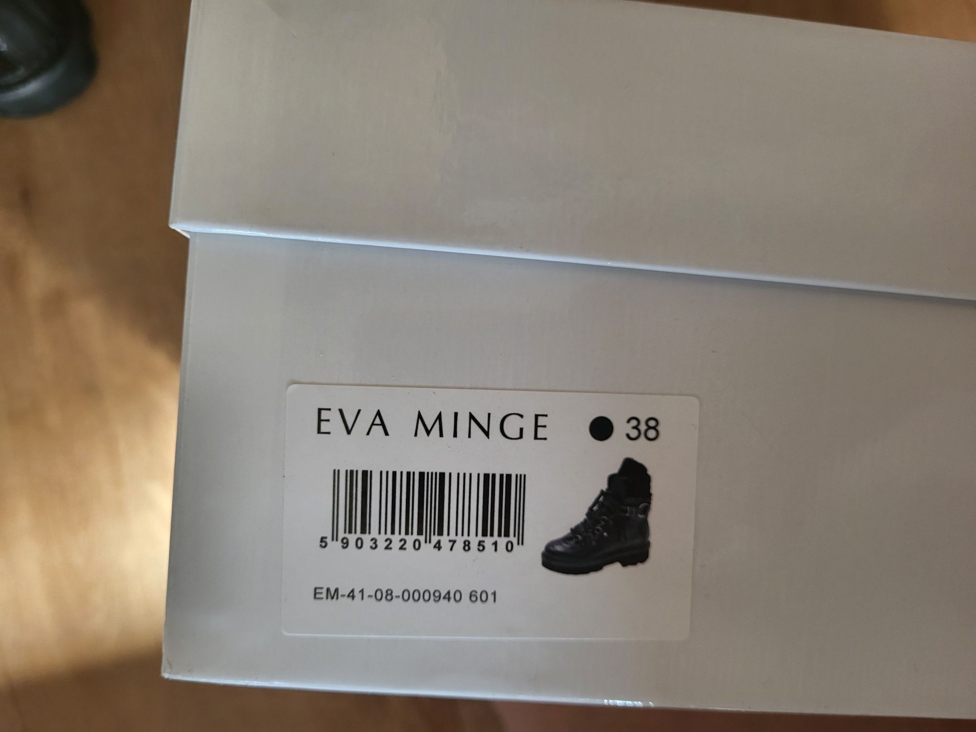 Eva Minge 38/24 cm botki trapery kozaki skóra naturalna ocieplane