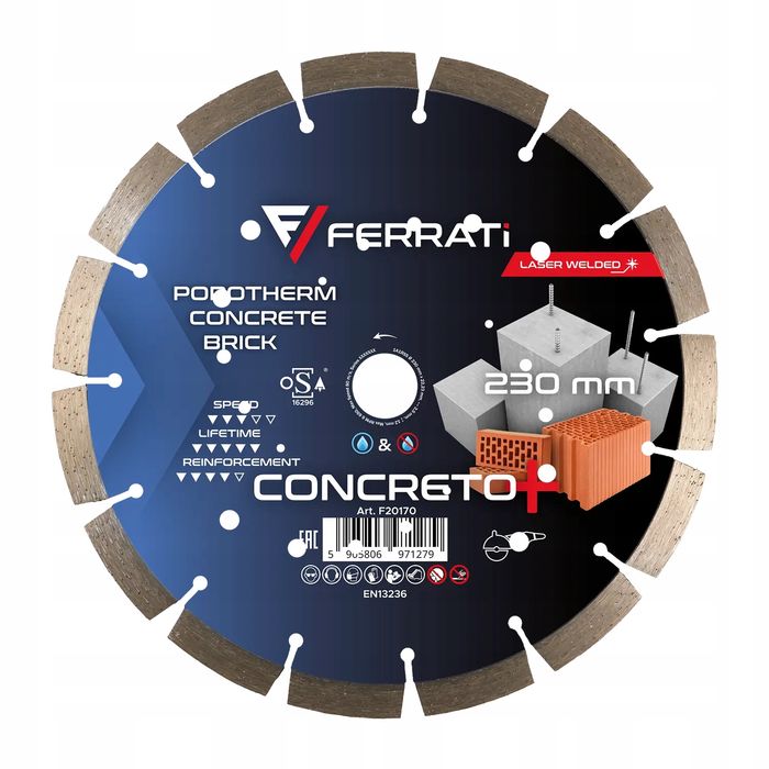 Tarcza Diamentowa Ferrati Concreto Plus 230Mm Do Cięcia Betonu Zbrojo